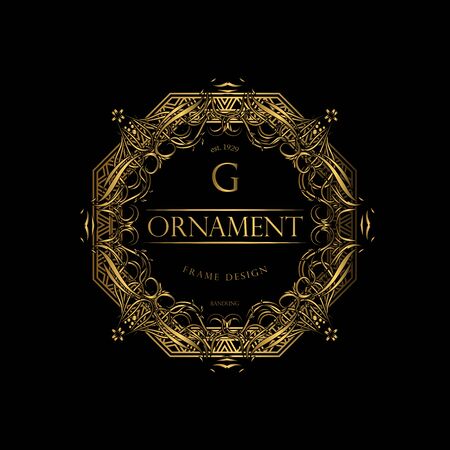 Luxury Background with Gold Color. templates with design element ornament, label. made with golden luxury flower on ornament backgroundのイラスト素材