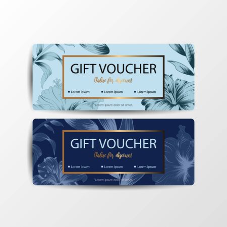Vector illustration gift voucher card template and promotion sale discount with floral background- vectorのイラスト素材