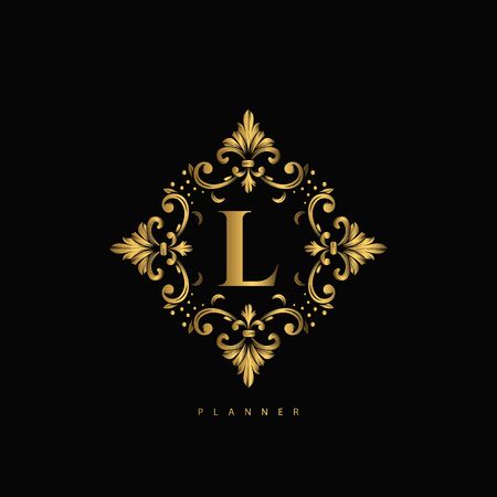 Premium Luxury with Golden Color. Royal Brand for Luxurious Concept, Ornament, Luxury Corporate Identity and Company Profile.のイラスト素材