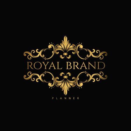 Premium Luxury with Golden Color. Royal Brand for Luxurious Concept, Ornament, Luxury Corporate Identity and Company Profile.のイラスト素材