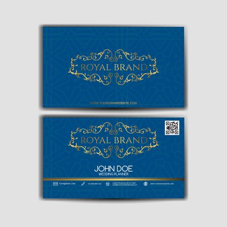 Business Card with Ornament. Stylish Decorative Vintage, Retro, Abstract Geometric Frame, Vector Illustration. Art Deco Style, Light Colors. For Company, Wedding Planner, Luxury Premium Product.のイラスト素材