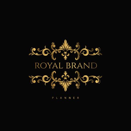 Premium Luxury with Golden Color. Royal Brand for Luxurious Concept, Ornament, Luxury Corporate Identity and Company Profile.のイラスト素材