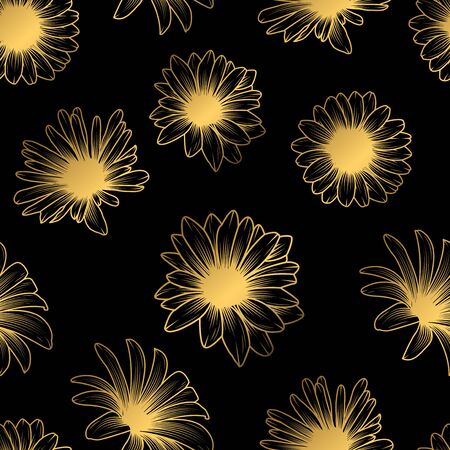 Vintage Flowers on Background. Luxury Flower Line Seamless Pattern. Suitable for Wallpaper, Printing Design and Vector Background.のイラスト素材