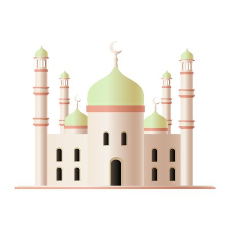 Islamic mosque building illustration with dome. Eastern cultural landmark muslim. vectorのイラスト素材
