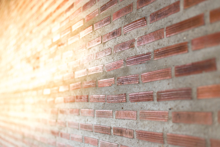 Brick Wall With Light Sun  Background And Oblique view.の写真素材
