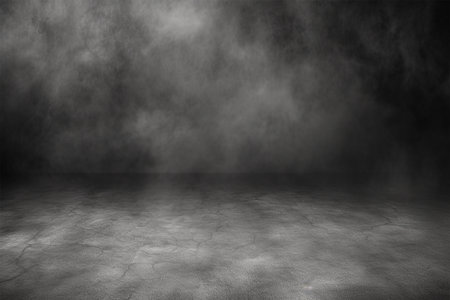 Dark empty room with smoke and floor, 3d rendering. Computer digital drawing with Generative AI.の素材
