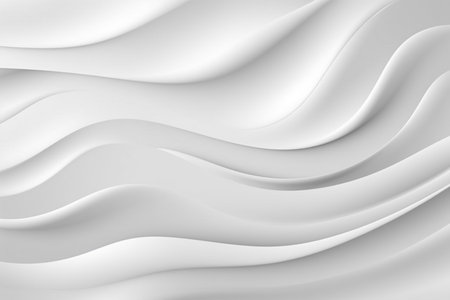 White abstract background with smooth wavy lines. 3d vector illustration with Generative AI.の素材