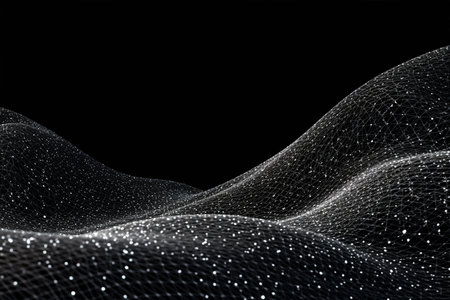 Abstract polygonal space low poly dark background with connecting dots and lines. Connection structure. 3d rendering with Generative AI.の素材