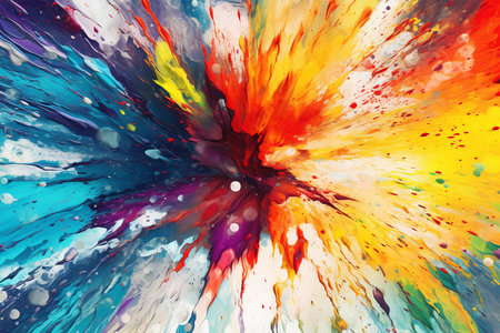 abstract colorful background with splashes of paint. 3d rendering with Generative AI.の素材