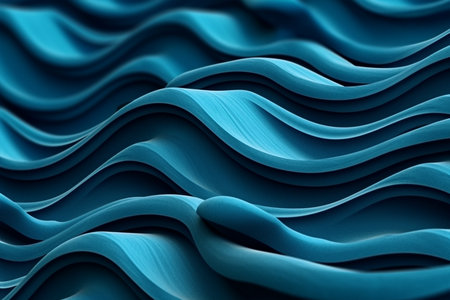 Blue abstract wavy background. 3d rendering, 3d illustration with Generative AI.の素材