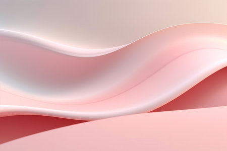 Abstract background of pink and white wavy lines. 3d render illustration with Generative AI.の素材