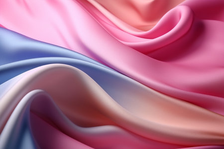 close up of  a colorful silk fabric in the shape of a wave with Generative AI.の素材