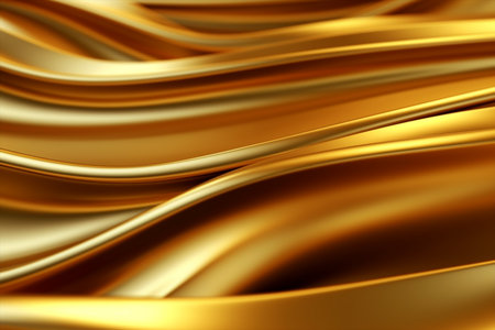 golden satin drapery background with some smooth lines in it with Generative AI.の素材
