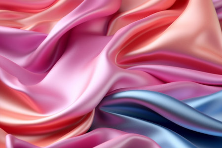 abstract background of colored silk or satin. 3d render illustration with Generative AI.の素材