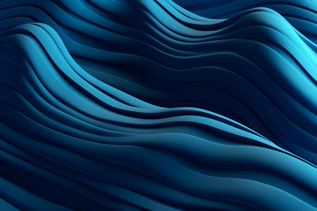 Abstract blue wavy background. 3d rendering, 3d illustration with Generative AI.の素材