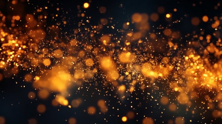 Abstract golden bokeh background. 3d rendering of glittering particles with Generative AI.の素材
