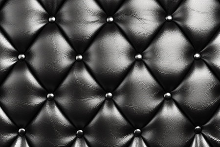 Luxury black leather upholstery texture background. 3d render with AI-Generated Images.の素材