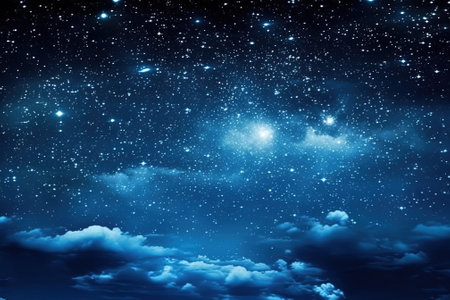 Night sky with stars and nebula as background. 3D rendering with AI-Generated Images.の素材