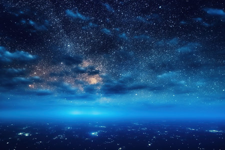 Night sky with stars and nebula as background. 3D rendering with AI-Generated Images.の素材