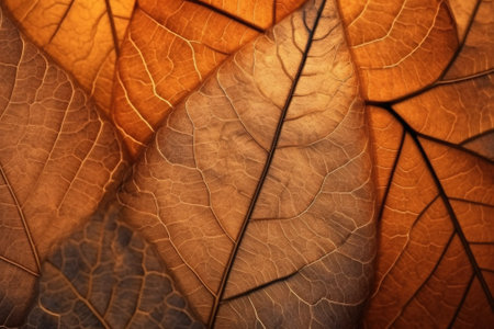 Dry autumn leaves close up. Abstract background. Selective focus with AI-Generated Images.の素材