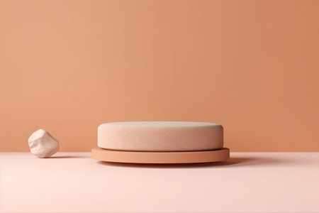 3d rendering of beige podium on pastel background. Minimal product display concept with AI-Generated Images.の素材