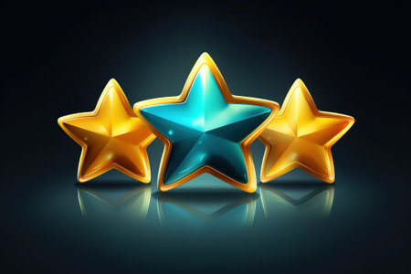 Star rating on a black background. 3d rendering. Computer digital drawing with AI-Generated Images.の素材