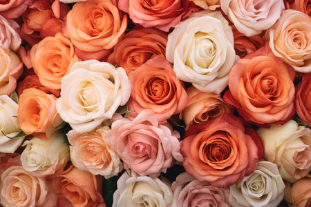 Colorful roses in a bridal bouquet as a background with AI-Generated Imagesの素材