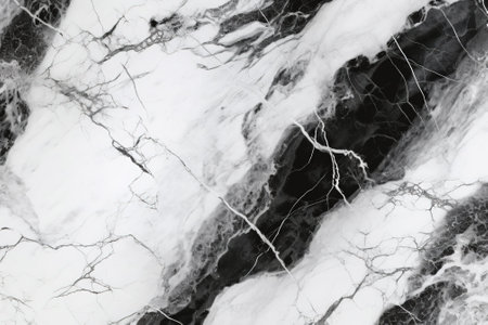 Black and white marble texture background pattern with high resolution, top view with AI-Generated Imagesの素材