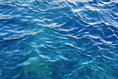 Blue sea water surface with waves and ripples. Abstract background with AI-Generated Imagesの素材