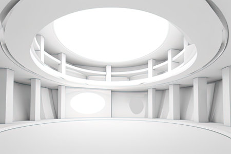 Abstract modern architecture background, empty open space interior. 3D rendering with AI-Generated Imagesの素材