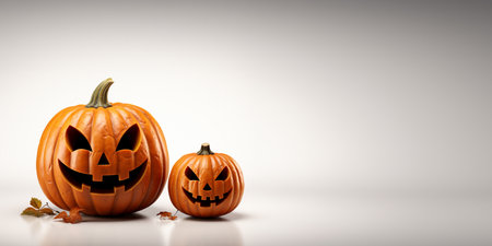 Halloween pumpkins on white background. 3d render illustration with AI-Generated Imagesの素材