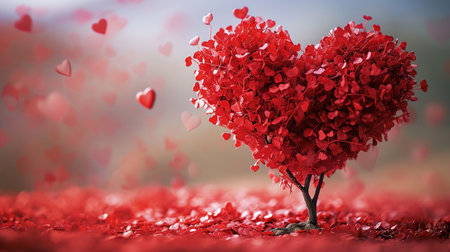 Valentine's day background with heart tree. 3D renderingの素材