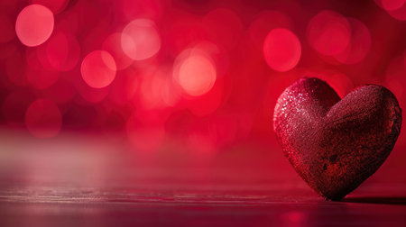 Valentine's day background with red heart and bokehの素材