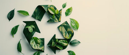 Creative layout made of green leaves on white background. Flat lay, top view minimal nature concept.の素材