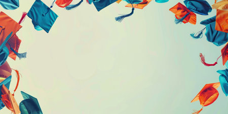 A graduation cap and tassel design is shown in a white backgroundの素材