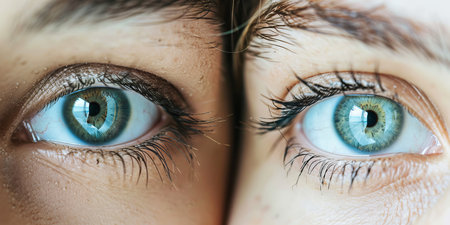 The eyes of a woman are open and staring at the cameraの素材