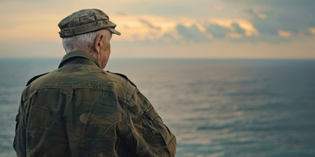 The sky is cloudy and the water is calmの素材