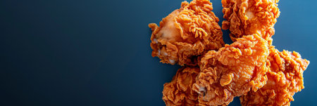 A plate of fried chicken with a blue backgroundの素材