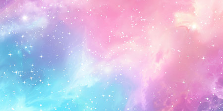 A colorful background with pink, blue and purple swirls and starsの素材