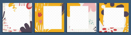 Editable modern social media post with abstract shapes and line art. Minimalist abstract aesthetic...