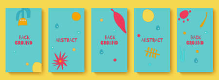 Trendy set of templates for social media. Abstract floral background for social media stories. Editable vector illustration in style 80s - 90sのイラスト素材