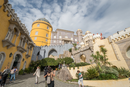 SINTRA, PORTUGAL- 28 OCTOBER 2016: 19th-century Historical Pena Castleのeditorial素材
