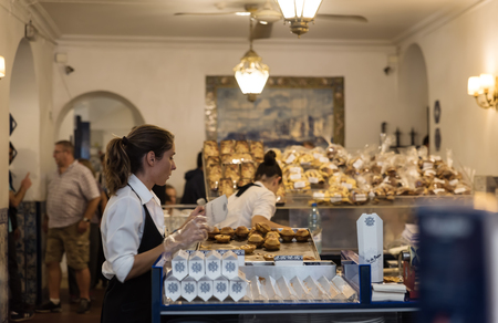 LISBON, PORTUGAL- 27 OCTOBER 2016. Pasteis de Belem historical pastry store in Lisbon.のeditorial素材