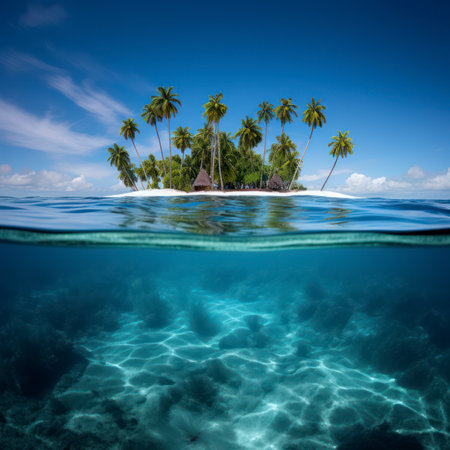 Tropical Island Paradise Above and Below the Waterlineの素材