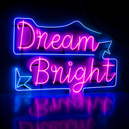 Neon sign with the word Dream Big. 3D illustration.の素材