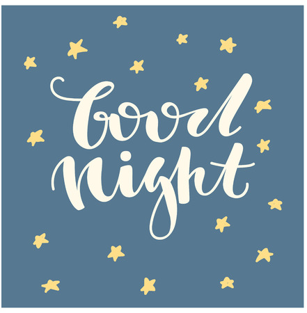 Good night. Hand written lettering. Cute hand drawn letters.のイラスト素材