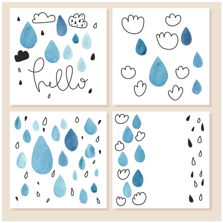 Set of creative universal hand drawn cards. Hand Drawn textures. Wedding, Valentin's day, anniversary, birthday, party invitations, postcardのイラスト素材