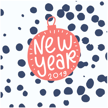 Merry Christmas and Happy New Year 2019 designのイラスト素材