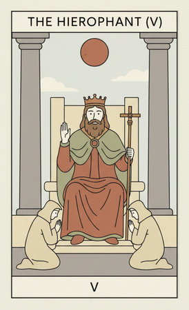 Tarot major arcana  Vector illustration of Jesus Christ sitting on the throne in the church.の素材