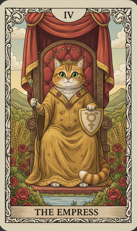 Cute cat sitting on the throne in the old western style. Vector illustration.の素材